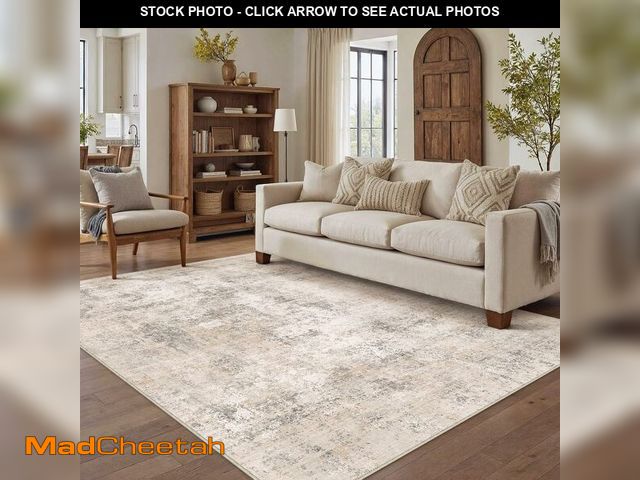 Lot 74-14148620 - HUGEAR 5x7 Area Rug Beige Machine Washable Rugs Abstract Indoor Rug Modern Low Pile Carpet Distresse...