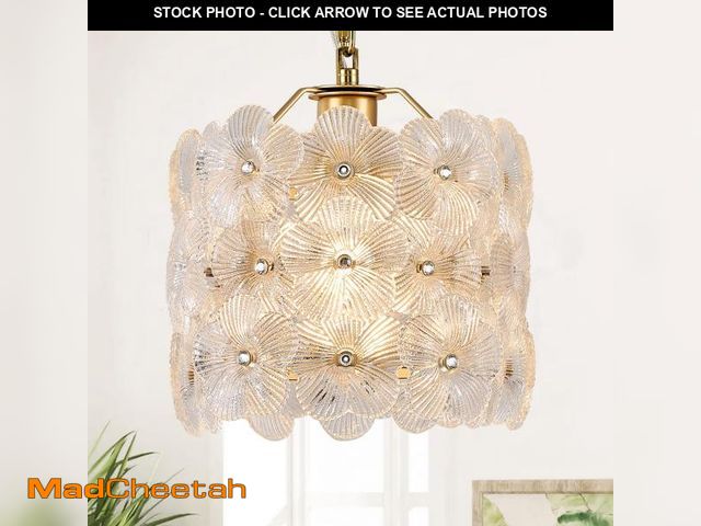 Lot 74-12311710 - Poemoon Gold Glass Pendant Light 1-Pack Modern Flower Small Ceiling Pendant Lighting 1-Light for Kit...