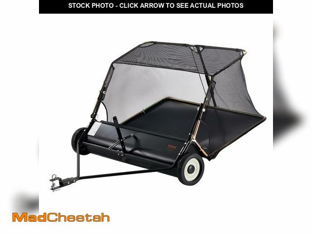 Lot 74-12821293 - VEVOR 52 Inch Lawn Sweeper Tow Behind, 26 cu.ft. Large Pull Behind Grass Sweeper, Heavy Duty Leaf &a...