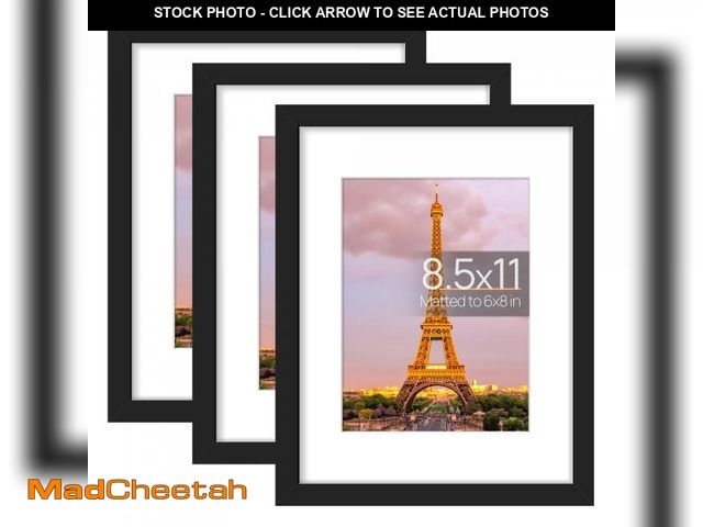 Lot 74-11558262 - upsimples 8.5x11 Picture Frame Set of 3, Made of High Definition Glass for 6x8 with Mat or 8.5x11 Wi...