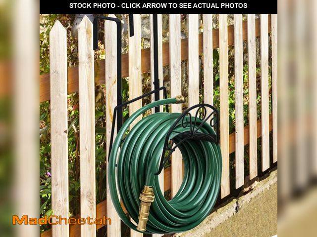 Lot 74-12310167 - MINGFANITY Garden Hose Holder for Outside Yard Hang Over The Door and Fence, Holds Up to 150Ft, Blac...