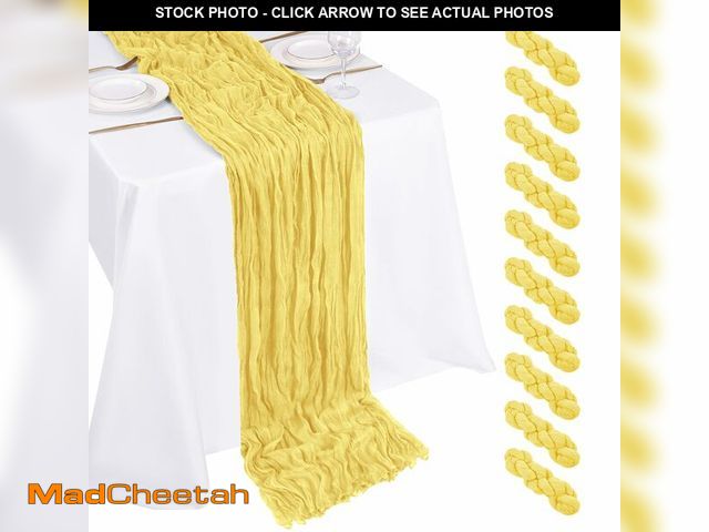 Lot 74-14376687 - 10 Pack Light Yellow Cheesecloth Table Runner 17x108 Inch Boho Gauze Cheese Cloth Table Runners for ...
