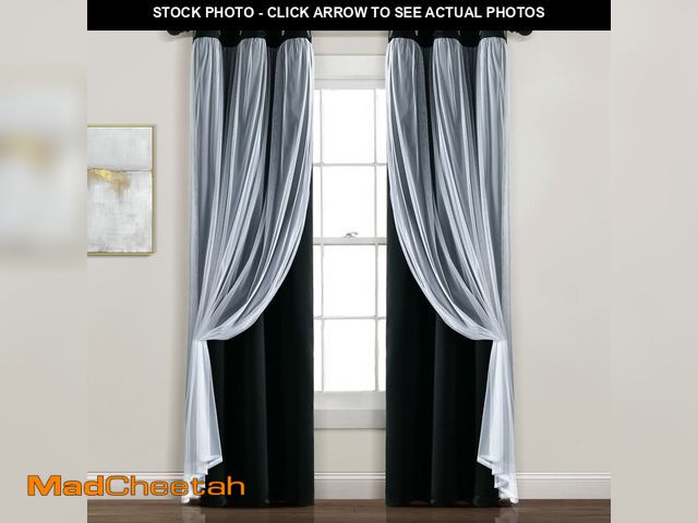 Lot 74-12714415 - Lush Decor Sheer Grommet Curtains With Insulated Blackout Lining, Window Curtain Panels, Pair, 38"W ...