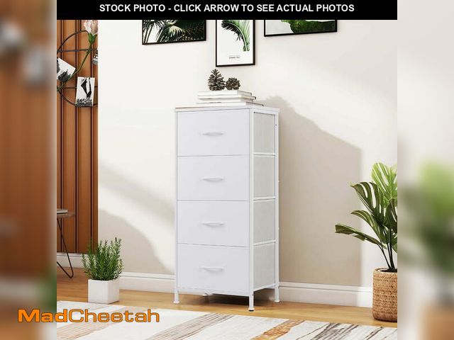 Lot 74-12849814 - (MISSING 2 FEET) Storage Drawers, Fabric Dresser, Skinny Fabric Storage Tower with 4 Drawers, Tower ...