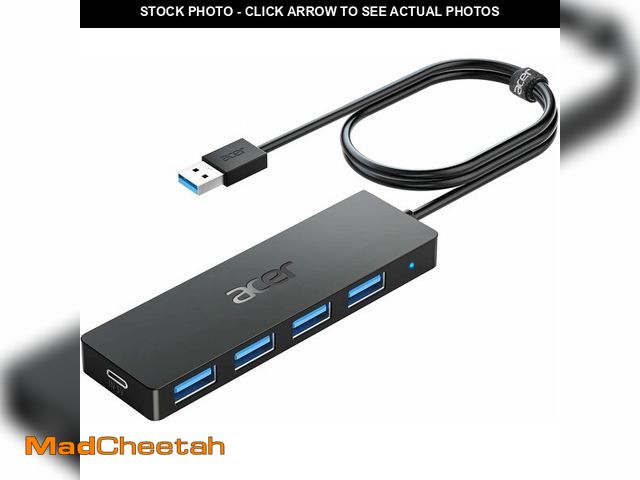 Lot 74-13539787 - Acer USB Hub 4 Ports, Multiple USB 3.0 Hub, USBA Splitter for Laptop with Type C Power Port, Extende...