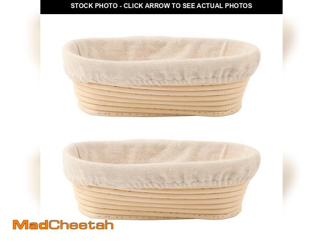Lot 74-14296335 - DOYOLLA Bread Proofing Baskets Set of 2 10 inch Oval Shaped Dough Proofing Bowls w/Liners Perfect fo...