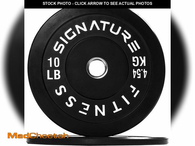Lot 74-13040127 - Fitvids 2" Olympic Bumper Plate Weight Plates with Steel Hub, 10LB, Pair, Black, Updated - UNUSED