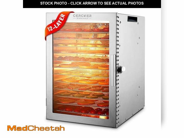 Lot 74-13103453 - CERCKER Food-Dehydrator Machine 12 Stainless Steel Trays, 800W Food Dehydrator Jerky Maker with 24H ...