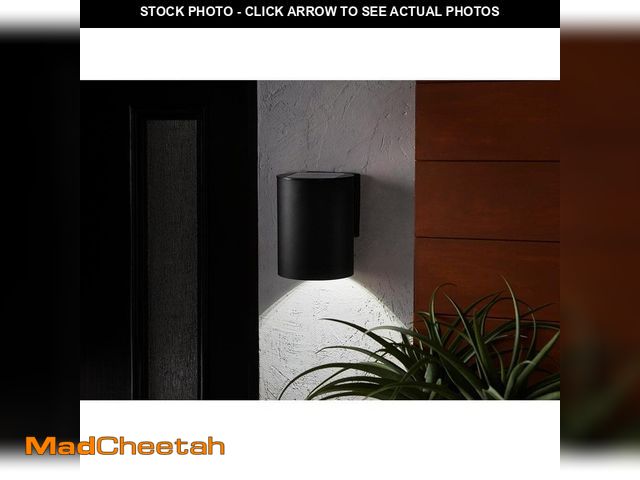 Lot 74-12771341 - PRIVATE BRAND UNBRANDED 7.8 in. 1-Light Modern Black LED Solar Cylinder Outdoor Wall Light Sconce wi...