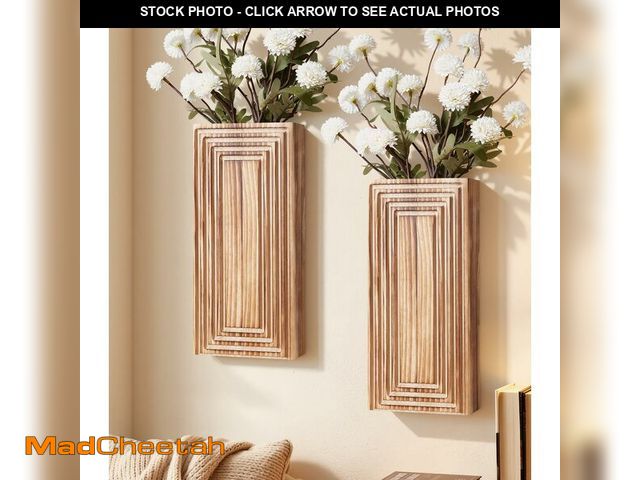 Lot 74-14147178 - FancyPlus Wooden Wall Planter Vase,2 Pack Hanging Planter for Indoor Fake Plants Modern Boho Farmhou...