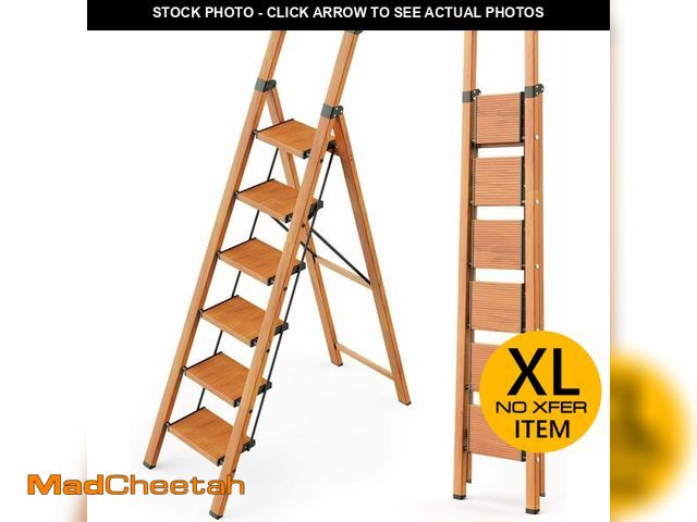 Lot 74-14291165 - WOA WOA 6 Step Ladder, Folding Ladder with Handrails for High Ceilings, Indoor Tall Ladders with Wid...