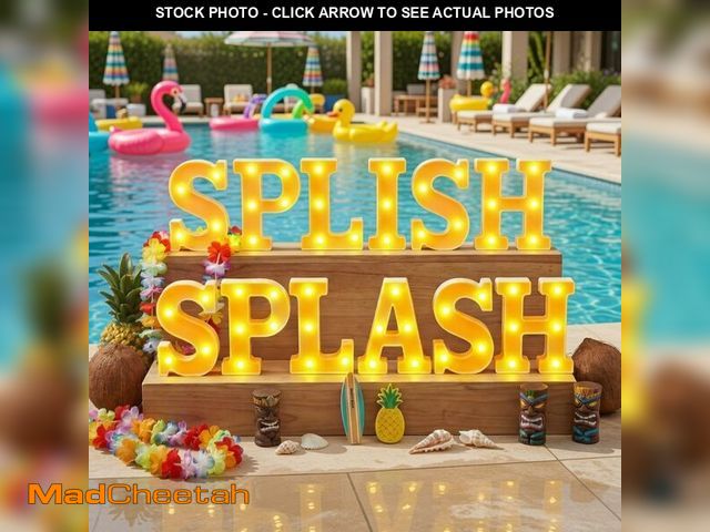 Lot 74-14048865 - Honoson 12 Pcs Summer Splish Splash Party Decorations Light Sign Summer Pool Theme Lights Table Deco...