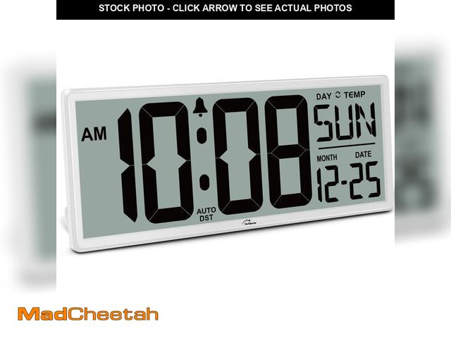 Lot 74-12718707 - WallarGe 14.5'' Large Digital Wall Clock Battery Operated with Jumbo Numbers, Temperature and Date -...