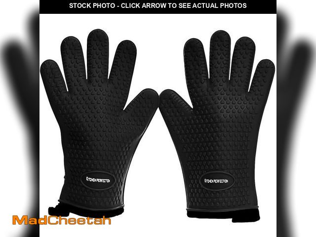 Lot 74-11552315 - KITCHEN PERFECTION Silicone Smoker Oven Gloves -Extreme Heat Resistant BBQ Gloves -Handle Hot Food R...
