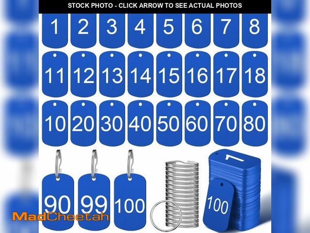 Lot 74-12975507 - MorningRo 100 Pcs Aluminum Number Tags with Key Rings Number 1-100 Metal Key Tags for Identification...