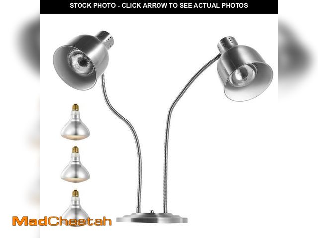 Lot 74-14076646 - SVOPES Food Heat Lamp, 500-Watt Electric Commercial Warmer Light 2-Head Sliver Buffet Server French ...