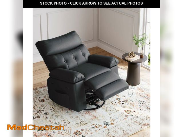 Lot 74-12631025 - GarveeHome Oversized Rocker Swivel Recliner Chair - PU Leather Extra Wide Manual Recliner for Adults...