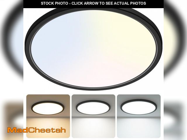 Lot 74-12540775 - libtit 23 Inch Led Flush Mount Ceiling Light Fixtures, 3 Color Temperature Selectable, Thin Flat Rou...