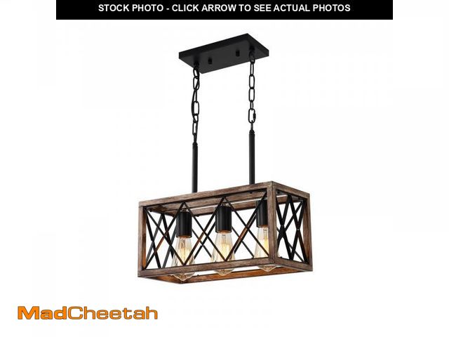Lot 74-11552179 - KEESFU Farmhouse Kitchen Island Lighting, 3 Lights Pendant Lighting Fixtures, Adjustable Height, Ind...