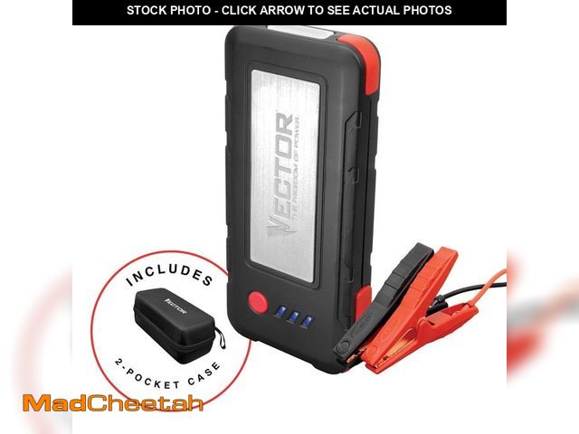 Lot 74-13692575 - VECTOR 1600 Peak Amp Automotive Lithium Jump Starter, Portable Power-USB-A(15W), USB-C(30W), Power I...