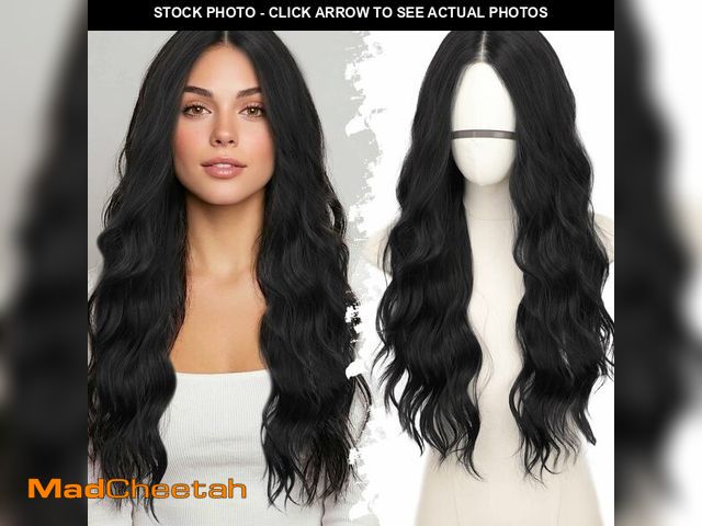 Lot 74-14296501 - Eawwii Brown Highlight Long Wavy Wig for Women, Pre-Cut HD Lace Natural Hairline, Glueless Middle Pa...