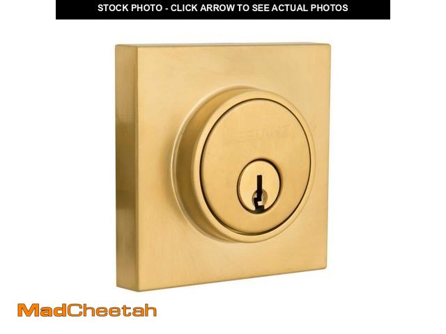Lot 74-14312279 - Square Brushed Gold Single Cylinder Contemporary Deadbolt (2pk) - UNUSED