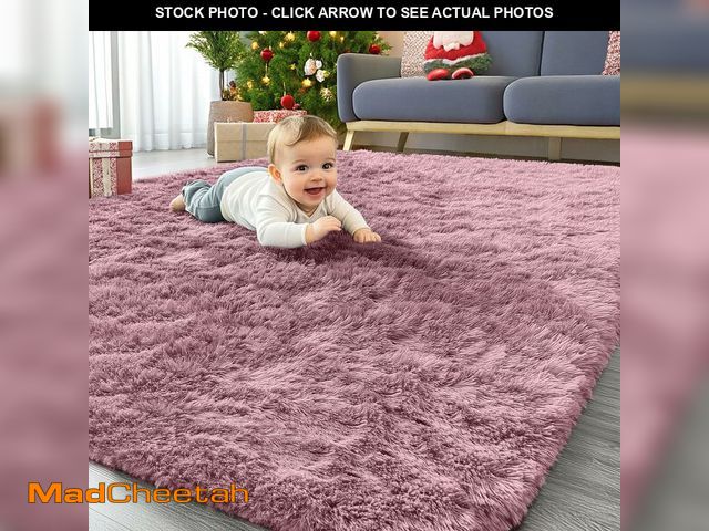 Lot 74-12704309 - OLANLY Area Rugs for Living Room Bedroom, Machine Washable 4x5.9 ft Soft Fluffy Shaggy Bedside Rug, ...