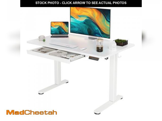 Lot 74-12261359 - YDN Standing Desk with Drawers, 48 x 24 Inch Electric Adjustable Height Stand Up Desk, Sit Stand for...