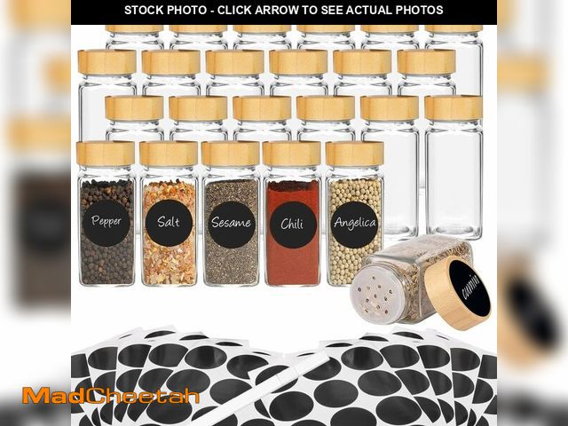 Lot 74-14143567 - 24Pcs Spice Jars with Label, 4oz Empty Square Seasoning Containers, Spice Jars with Shaker Lids, Sma...