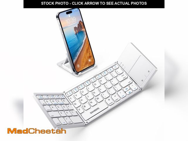 Lot 74-12977477 - Samsers Foldable Bluetooth Keyboard with Touchpad - Portable Wireless Keyboard with Holder, Recharge...