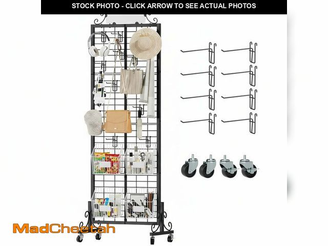 Lot 74-14273612 - Urban Deco Grid Wall Panel Display Stand, 2.2' x 6.2' FT Gridwall Panel with Extra 8 Hooks, Craft Sh...
