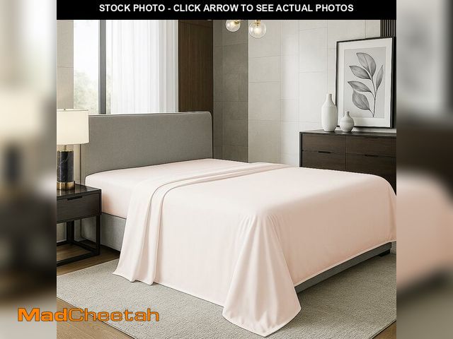 Lot 74-13720405 - TEXAS LINEN CO. 100% Organic Cotton Percale Flat Sheet Twin Size - 1 PC Flat Sheet, Blush - Crisp, C...