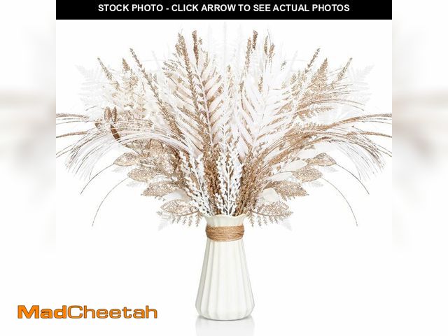 Lot 74-12975540 - Motionchic 50 Pcs Champagne Gold and White Christmas Tree Picks and Sprays Xmas Tree Topper Glitter ...