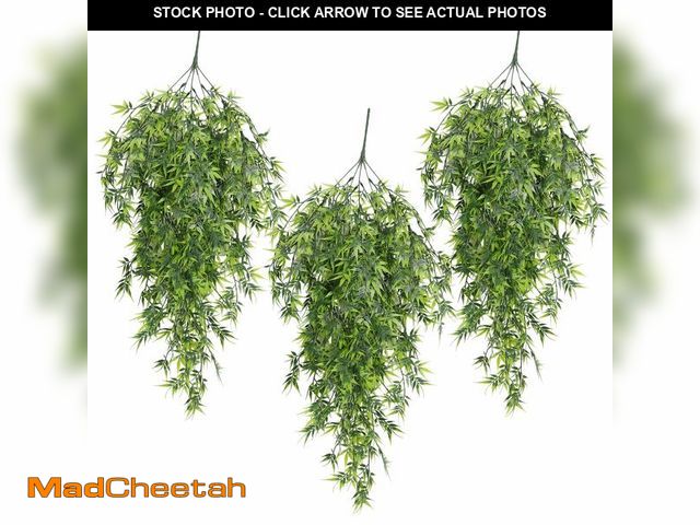 Lot 74-14152166 - RECUTMS Artificial Hanging Bamboo Plants 3Packs 2.6FT Fake Bamboo Leaves Vine Plant Swag Faux Ivy Gr...