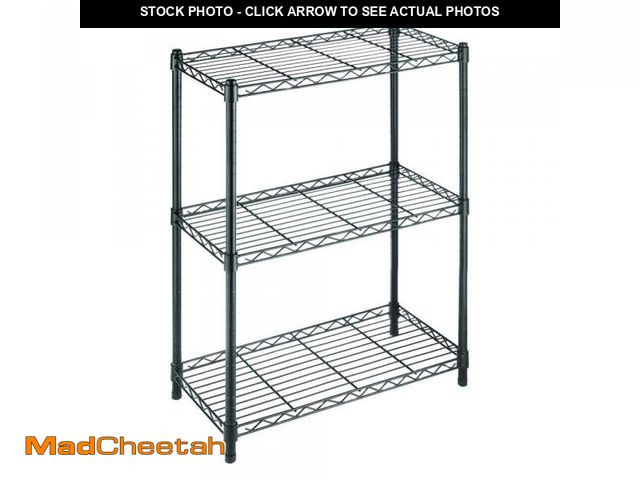 Lot 74-12032160 - HDX 3-Tier Steel Wire Shelving Unit in Black (24 in. W x 30 in. H x 14 in. D) - UNUSED