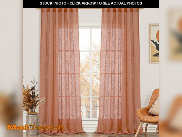 Lot 74-12702706 - LAMIT Terracotta Linen Curtains for Living Room 108 inch Length 2 Panels, Light Filtering Semi Sheer...