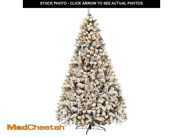 Lot 74-11059261 - Costway 6ft/7.5ft/9ft Pre-Lit Premium Snow Flocked Hinged Artificial Christmas Tree with 250 Lights/...