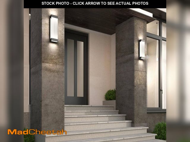 Lot 74-12916169 - Artika Glacier Black Modern Large Integrated LED Exterior Hardwired Garage and Porch-Light Lantern S...