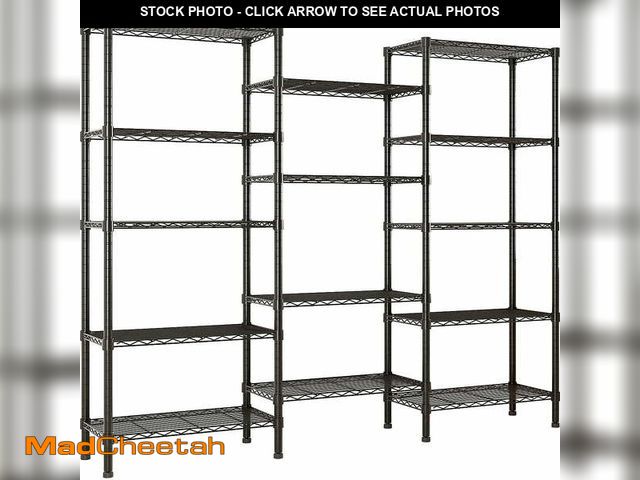 Lot 74-13781104 - Ktaxon 3-Rows 1820LBS Heavy Duty Wire Shelving, 5-Tier Steel Garage Storage Rack, Adjustable DIY Met...