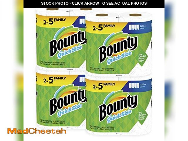 Lot 74-12137540 - Bounty Quick Size Paper Towels, White, 8 Family Rolls = 20 Regular Rolls - UNUSED