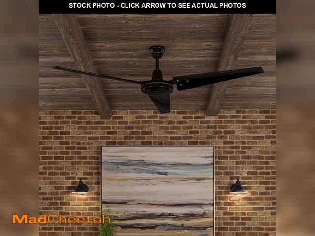 Lot 74-12804230 - Hampton Bay Industrial 60 in. Indoor/Outdoor Black Ceiling Fan with Wall Control, Downrod and Powerf...