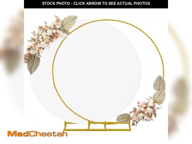 Lot 74-12302791 - 6ft Round Backdrop Stand and White Covers 1 Stable Balloon Arch Stand with Base and 1 Polyster Circl...