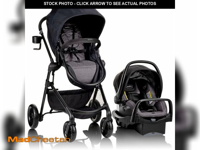 Lot 74-12544016 - Evenflo Pivot Modular Travel System with LiteMax Infant Car Seat (Casual Gray) 7-28-2022 - USED