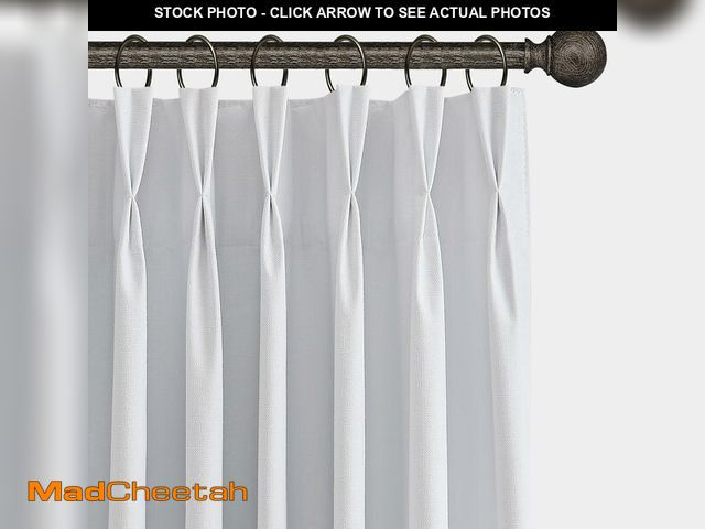 Lot 74-12609074 - White Linen Blackout Curtains 84 Inches Long for Bedroom Pinch Pleated Boho Modern Sun Light/Heat Bl...
