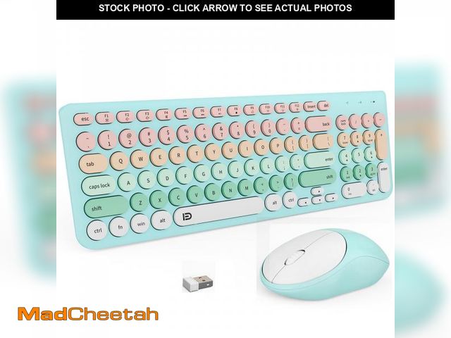 Lot 74-11549759 - FD Wireless Keyboards and Mouse Combo - 2.4GHz USB Cordless, Cute Wireless Keyboard Round Keys, Quie...