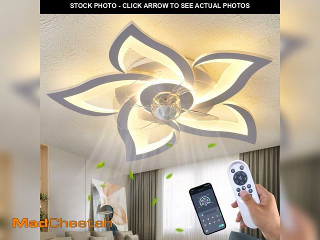 Lot 74-12973334 - HuixuTe Ceiling Fan with Lights Remote Control, 3 Colors, 6 Speeds, 24" Geometric Bladeless Ceiling ...
