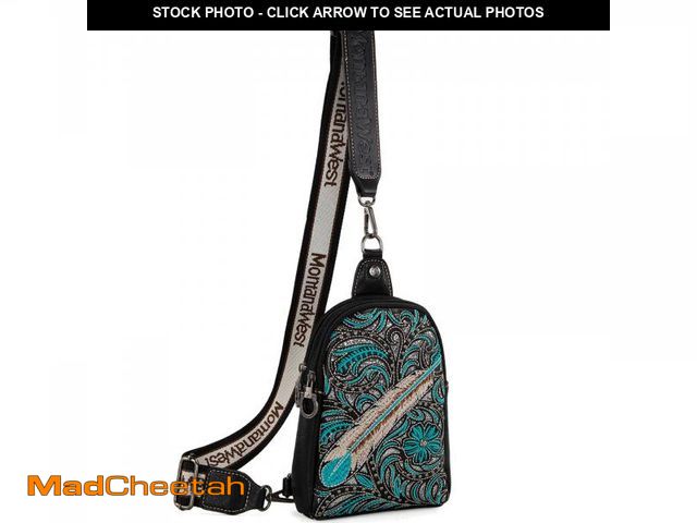 Lot 74-11001933 - Montana West Frontier Flora Collection Western Sling Bag Rivet Embroidery Fanny Packs Crossbody Bags...