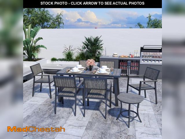 Lot 74-12393995 - Pamapic Aluminum Outdoor Dining Set, Patio Dining Set for 8 with 6 Outdoor Stackable Chairs, Patio T...