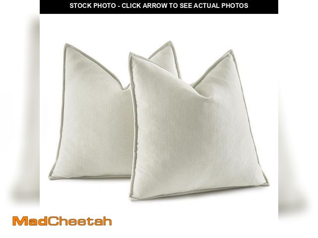 Lot 74-11854099 - MIULEE Pack of 2 Cream Decorative Pillow Covers 18x18 Inch Soft Chenille Luxurious Couch Throw Pillo...