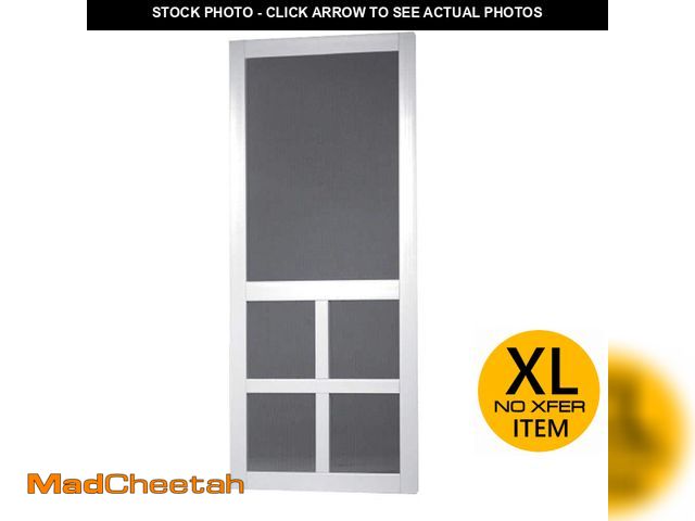 Lot 74-13769823 - Screen Tight 36 in. x 80 in. Lafayette Vinyl White Wide Stile Screen Door - UNUSED